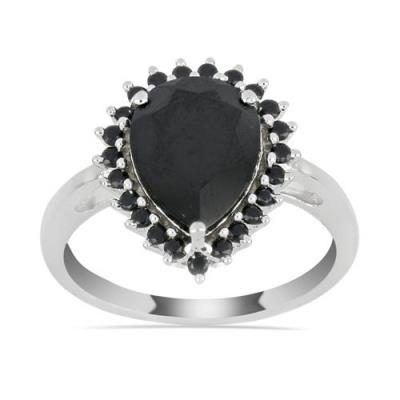 BUY 925 SILVER NATURAL BLACK ONYX GEMSTONE HALO RING